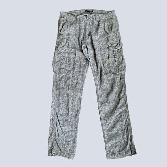 Saks Fifth Avenue Other - Saks Fifth Avenue Mens Gray Linen Cotton Blend Cargo Pants Size 31 Utility